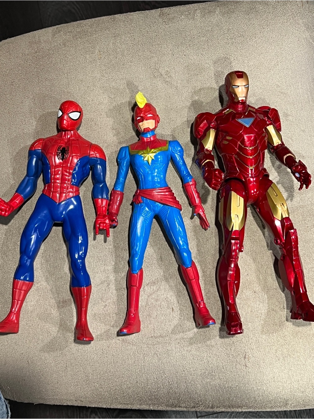Marvel Avengers 10” Figures Spider-Man Iron Man Captain Marvel Lot of 3